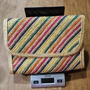 Vintage Rainbow Straw Envelope Purse Hong Kong